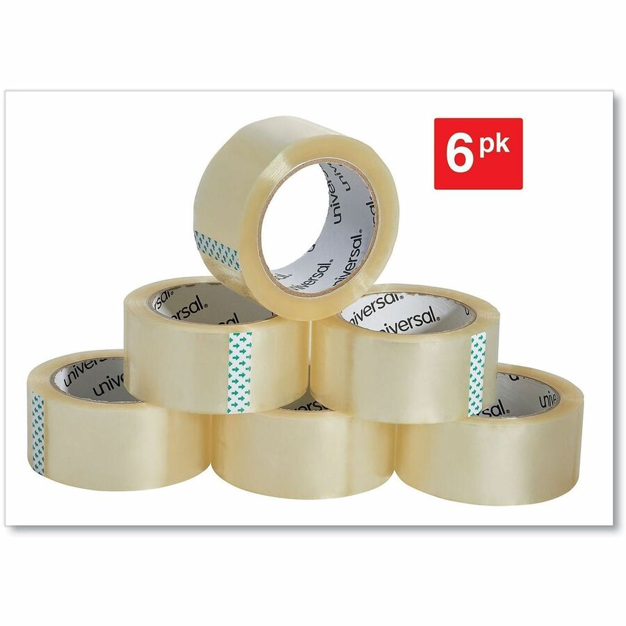 Universal Heavy-Duty Box Sealing Tape, 3" Core, 1.88" x 54.6 yds, Clear, 6/Pack - 54.60 yd Length x 1.88" Width x 3 mil 