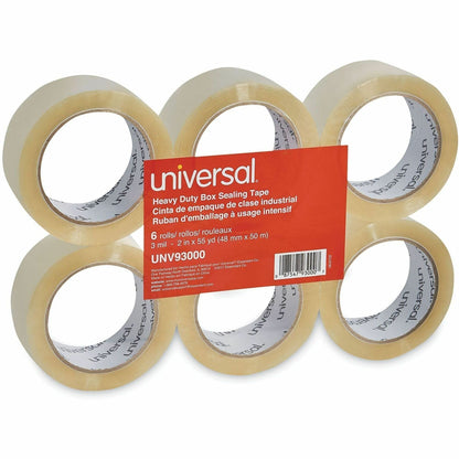 Universal Heavy-Duty Box Sealing Tape, 3" Core, 1.88" x 54.6 yds, Clear, 6/Pack - 54.60 yd Length x 1.88" Width x 3 mil 