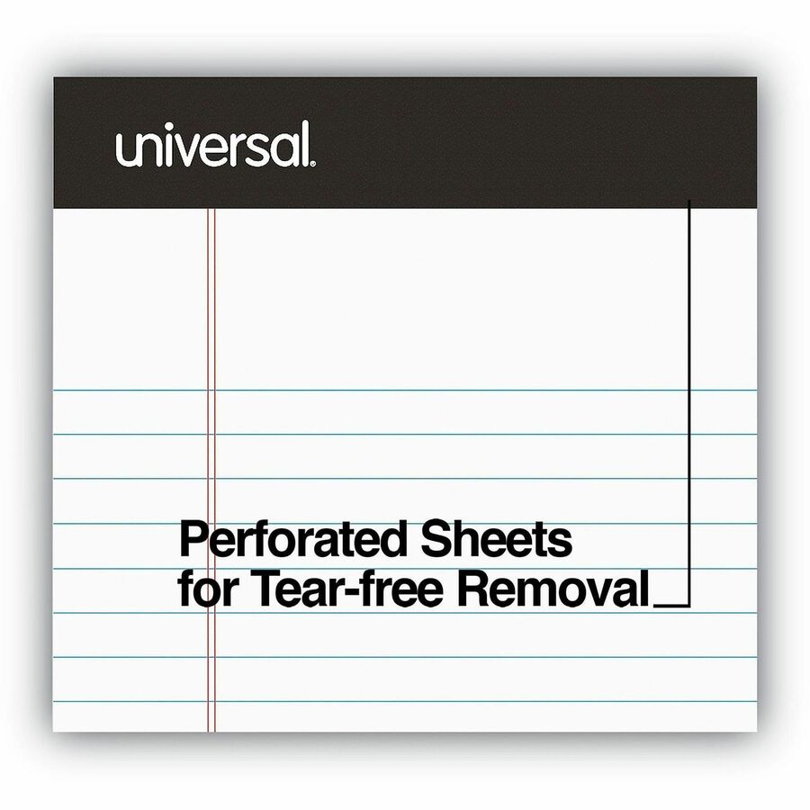 Universal Notepad - 1 Subject(s) - 50 Sheets - Printed - Tape Bound - Narrow Ruled Front Ruling - Ruled Red Margin - Jun
