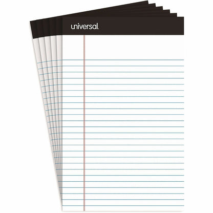 Universal Notepad - 1 Subject(s) - 50 Sheets - Printed - Tape Bound - Narrow Ruled Front Ruling - Ruled Red Margin - Jun