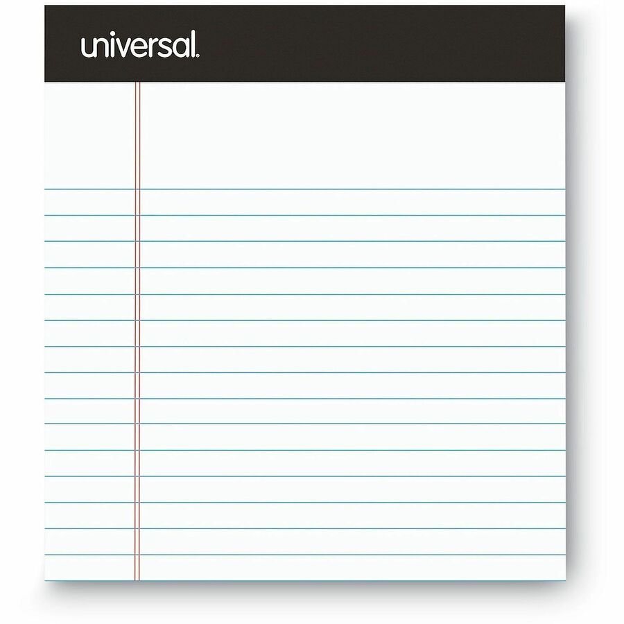 Universal Notepad - 1 Subject(s) - 50 Sheets - Printed - Tape Bound - Narrow Ruled Front Ruling - Ruled Red Margin - Jun