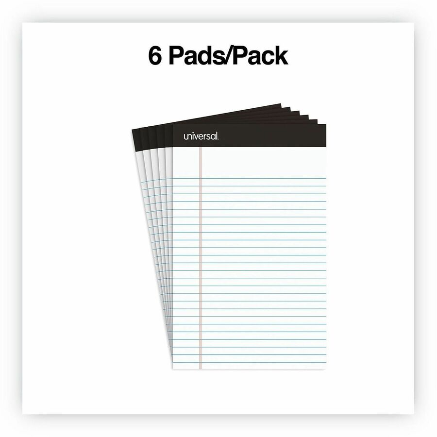 Universal Notepad - 1 Subject(s) - 50 Sheets - Printed - Tape Bound - Narrow Ruled Front Ruling - Ruled Red Margin - Jun