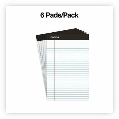 Universal Notepad - 1 Subject(s) - 50 Sheets - Printed - Tape Bound - Narrow Ruled Front Ruling - Ruled Red Margin - Jun