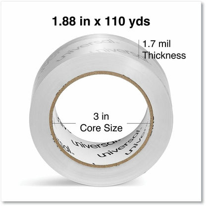 Universal Packaging Tape - 109 yd Length x 1.88" Width x 1.7 mil Thickness - 3" Core - Clear - Acrylic - Plastic Backing