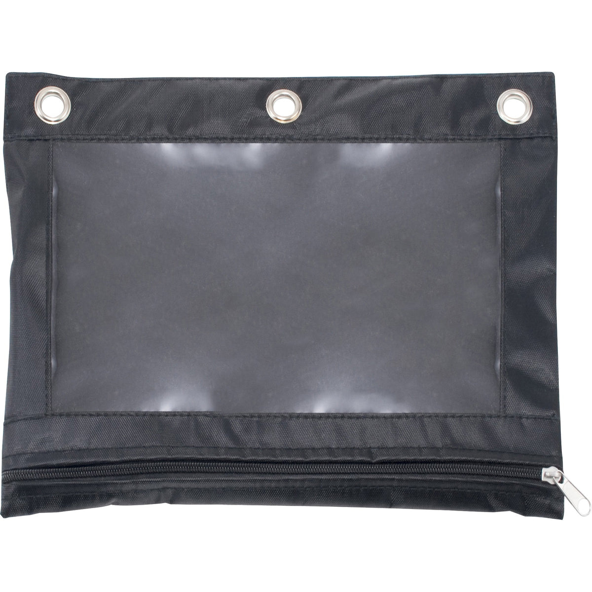 Advantus Binder Pencil Pouch - 10" Height x 7.4" Width - 3 x Holes - Ring Binder - Rectangular - Black, Clear - Vinyl - 