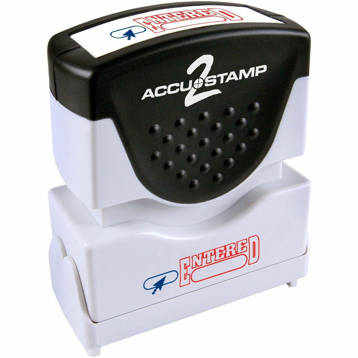 COSCO 2-color ENTERED Message Stamp - Message Stamp - ENTERED - Red, Blue - Rubber - 1 Each