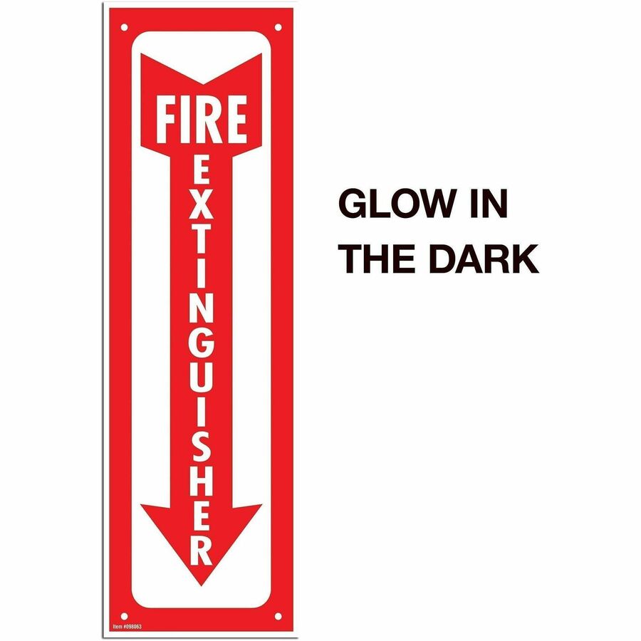 COSCO Fire Extinguisher Sign - Glow in The Dark Design - Print/Message "Fire Extinguisher" - 4" Width x 13" Height - Rec