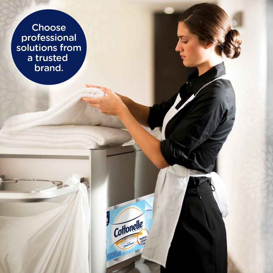 Cottonelle Clean Care Bathroom Tissue - 1 Ply - 4.20" Width x 4" Length - White - 12 Rolls Per Pack - 12 Pack - 4 / Cart
