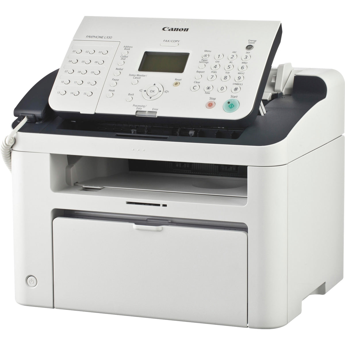 Canon FAXPHONE L100 Laser Multifunction Printer - Monochrome - White - Copier/Fax/Printer/Telephone - 19 ppm Mono Print 