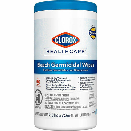 Clorox Healthcare Bleach Germicidal Wipes - For Multipurpose - Ready-To-Use - Wipe - 5" Length x 6" Width - 1 Each