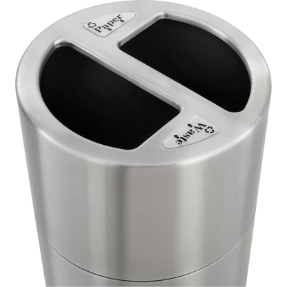 Safco Dual Recycling Receptacle - 30 gal Capacity - 32.5" Height x 17.5" Diameter - Aluminum - Stainless Steel - 1 Each
