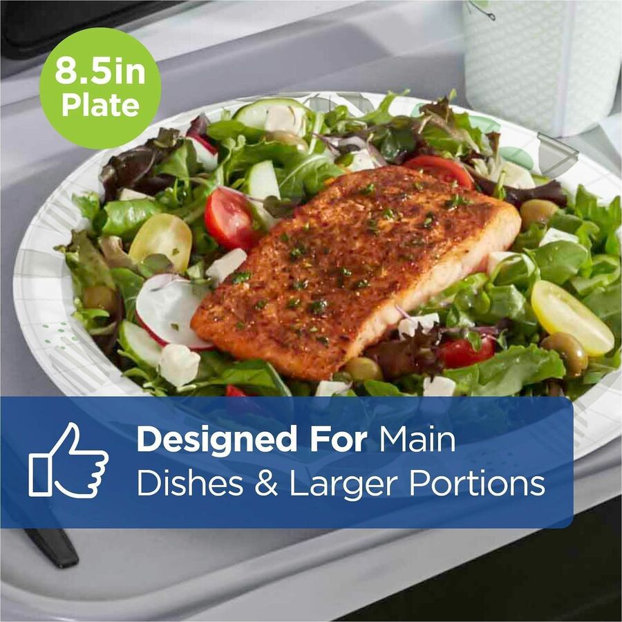 Dixie Ultra® Pathways 8-1/2" Heavyweight Paper Plates by GP Pro - Serving - Pathways - Microwave Safe - 8.5" Diameter - 
