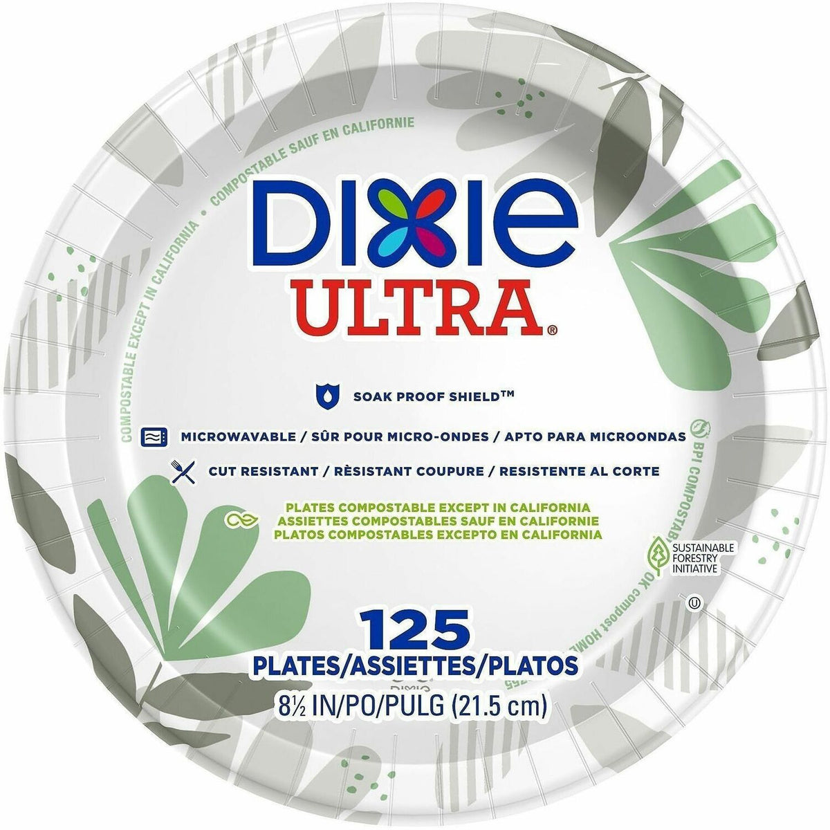 Dixie Ultra® Pathways 8-1/2" Heavyweight Paper Plates by GP Pro - Serving - Pathways - Microwave Safe - 8.5" Diameter - 