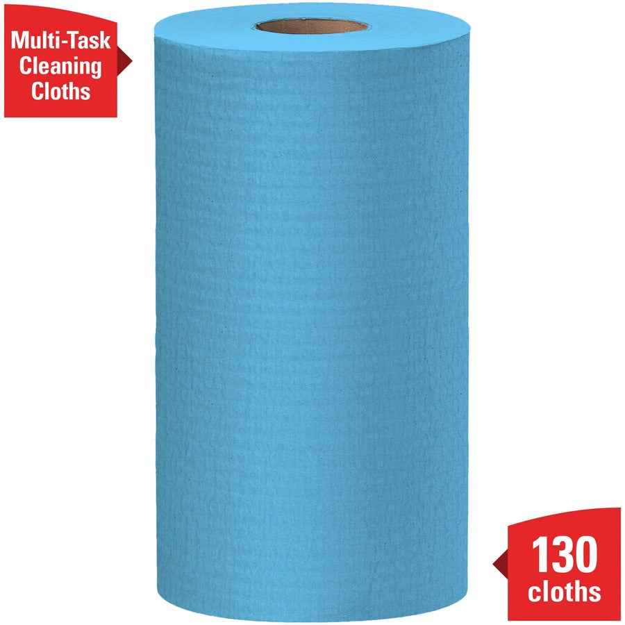 Wypall General Clean X60 Multi-Task Cleaning Cloths - For Face, Hand - 12.20" Length x 19.60" Width - Blue - 100/Roll - 