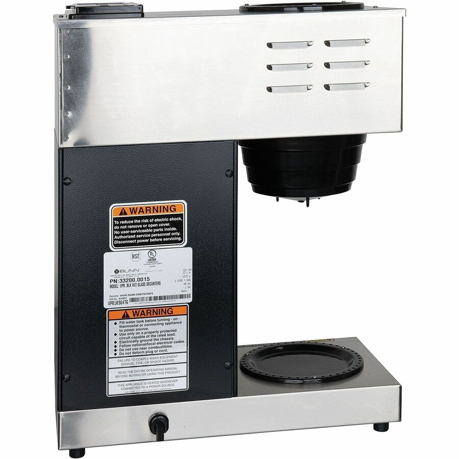 BUNN 12 Cup Pourover Coffee Brewer with 2 Warmers and Black finish - 1575 W - 1.22 gal - 12 Cup(s) - Multi-serve - Black