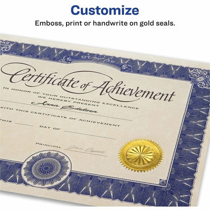 Avery® Printable Gold Foil Notarial Seals - Round - 2" Diameter - Permanent - For Award, Certificate, Envelope, Legal Do