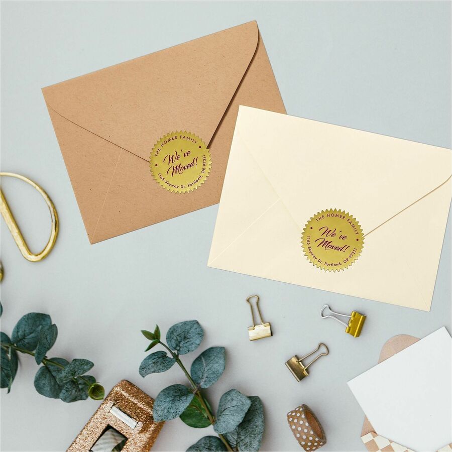 Avery® Printable Gold Foil Notarial Seals - Round - 2" Diameter - Permanent - For Award, Certificate, Envelope, Legal Do
