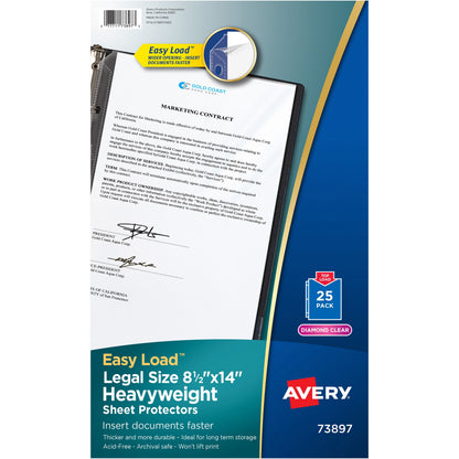 Avery® Diamond Clear Sheet Protectors - 1 x Sheet Capacity - For Legal 8 1/2" x 14" Sheet - 3 x Holes - 3 x Rings - Ring