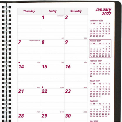 Brownline Essential Monthly Planner - Monthly - 14 Month - December 2026 to January 2028 - Wire Bound - Black Cover - 1 