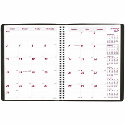 Brownline Essential Monthly Planner - Monthly - 14 Month - December 2026 to January 2028 - Wire Bound - Black Cover - 1 