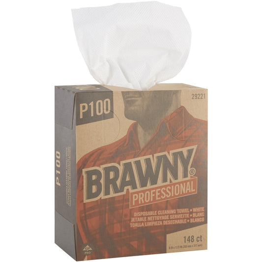 Brawny® Professional P100 Disposable Cleaning Towels - 12.50" Length x 8" Width - Absorbent, Strong, Streak-free, Durabl