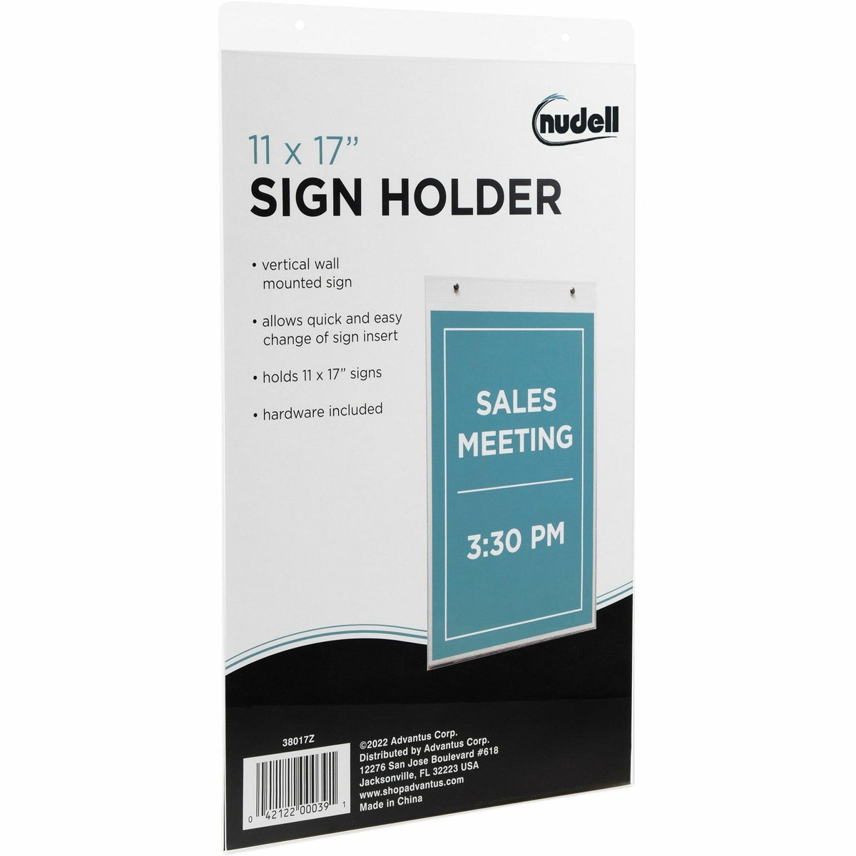 Golite nu-dell Wall Sign Holder - 11" Width x 17" Height - Rectangular Shape - Wall Mountable - Pre-drilled - Signage, P