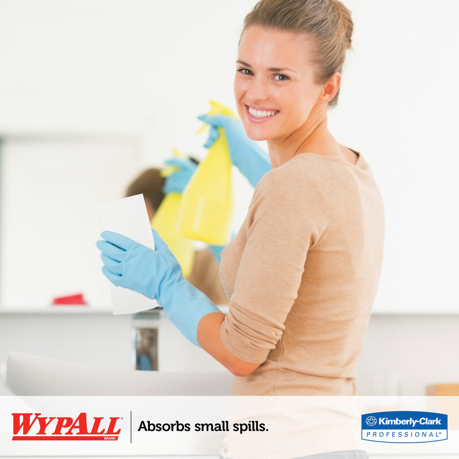 Wypall L10 Utility Wipes - For Glass - Soft - White - 18 / Carton
