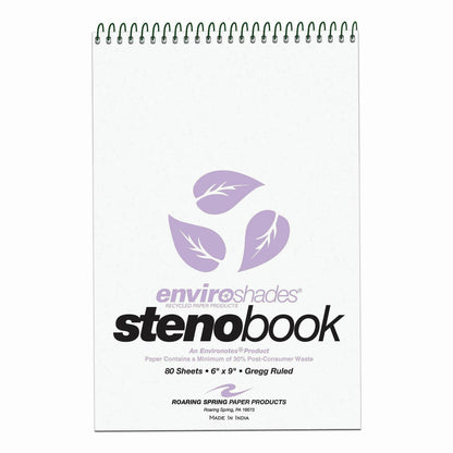 Roaring Spring Enviroshades Recycled Spiral Steno Memo Book - 80 Sheets - 160 Pages - Printed - Spiral Bound - Both Side
