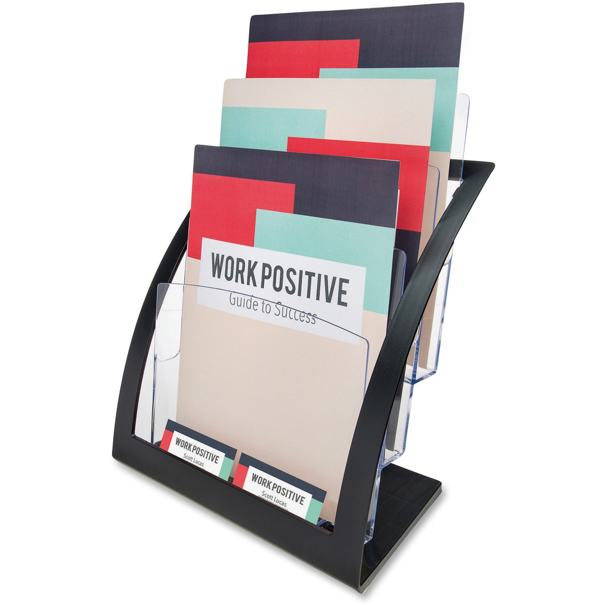 Deflecto Contemporary Literature Holder - 3 Compartment(s) - 3 Tier(s) - 13.31" Height x 11.24" Width x 6.94" Depth - De
