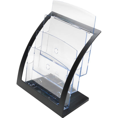 Deflecto Contemporary Literature Holder - 3 Compartment(s) - 3 Tier(s) - 13.31" Height x 11.24" Width x 6.94" Depth - De