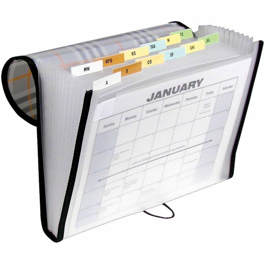 C-Line Letter Expanding File - 8 1/2" x 11" - 1 1/2" Expansion - 13 Pocket - Polypropylene, Plaid - Durable, Archival-sa