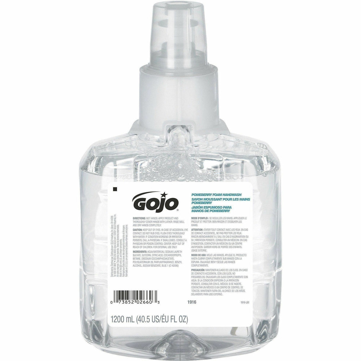 Gojo® LTX-12 Pomeberry Foam Handwash Refill - Pomeberry Scent - 1.27 quart - Bottle Dispenser - Hand - Moisturizing - Li