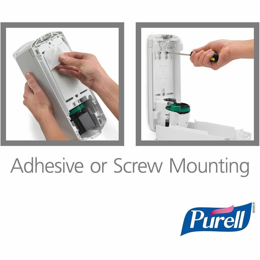 PURELL® ADX-12 Dispenser - Manual - 1.27 quart Capacity - Refillable, Site Window, Lockable Cover - White - 1 Each