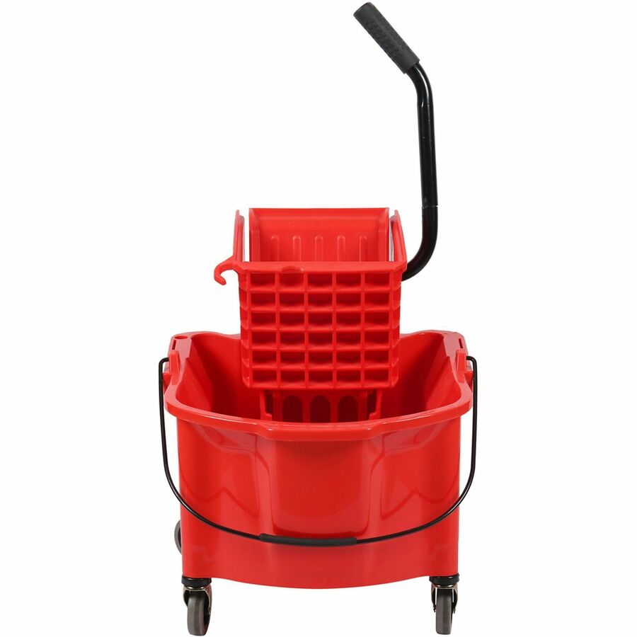 Genuine Joe Splash Shield Mop Bucket/Wringer - 6.50 gal - Plastic - Red - 1 Each