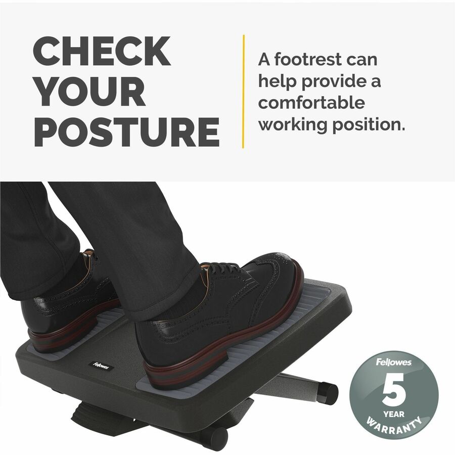 Fellowes Ultimate Foot Support - 25° Tilt - Black, Gray - 1 Each