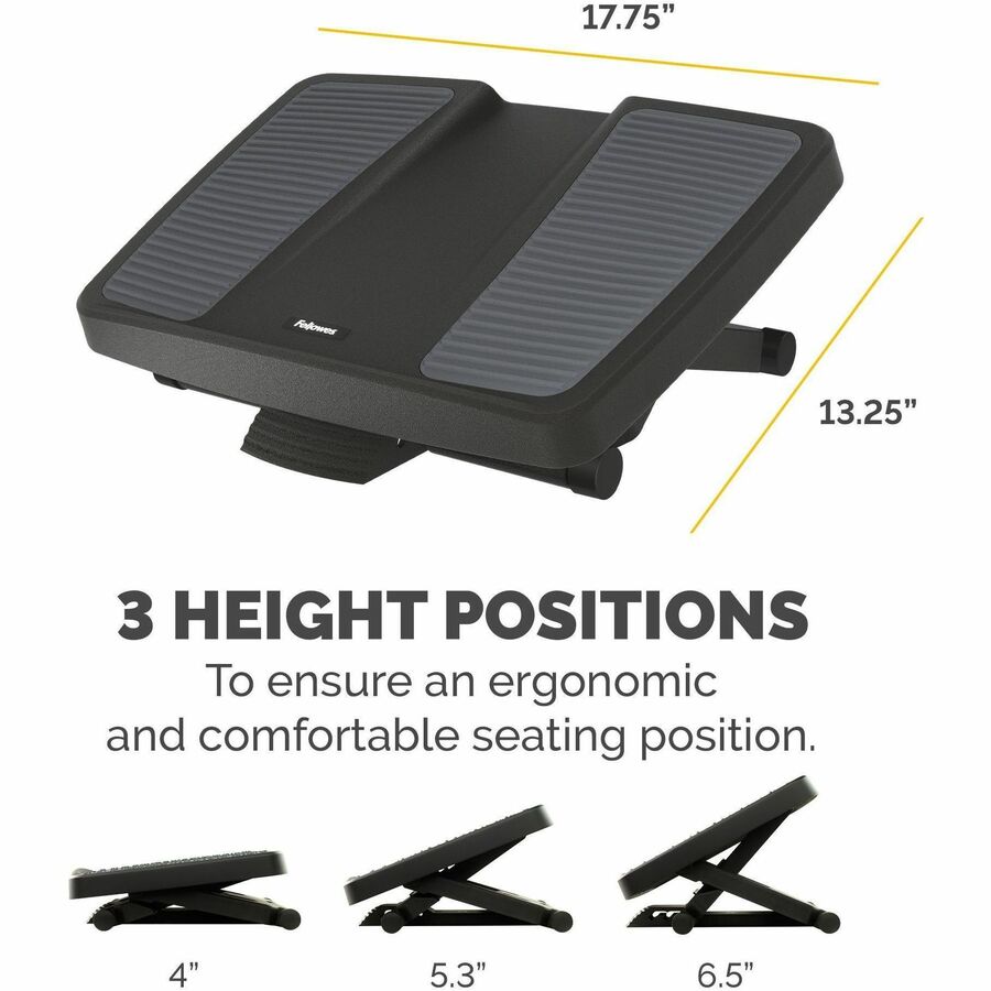 Fellowes Ultimate Foot Support - 25° Tilt - Black, Gray - 1 Each
