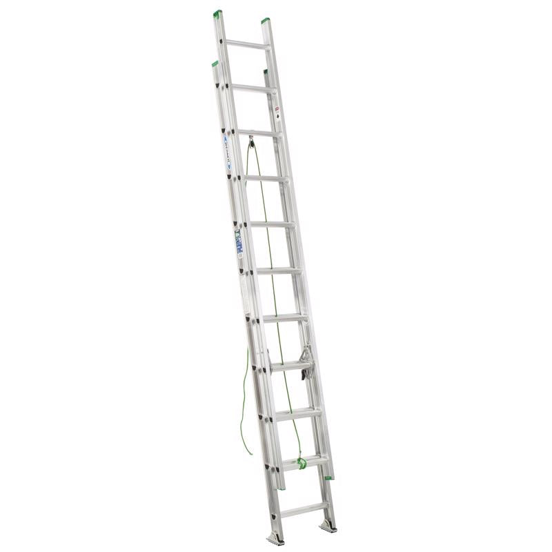 Werner 20 ft. H Aluminum Extension Ladder Type II 225 lb. cap.