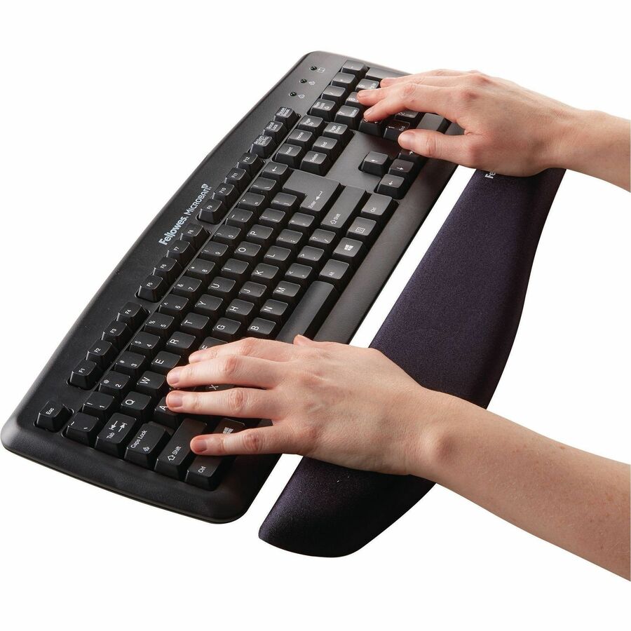 Fellowes PlushTouch Microban Keyboard Wrist Rest - 1" Height x 18.13" Width x 3.19" Depth - Black - Polyurethane - 1 Eac