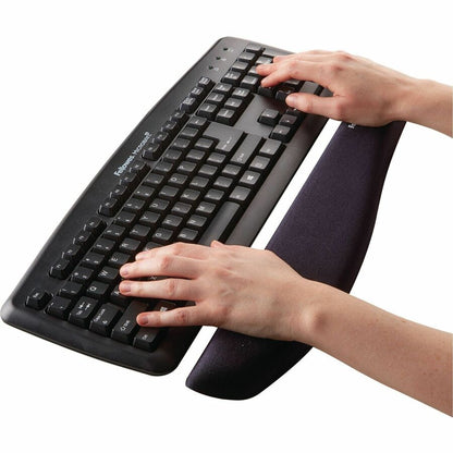 Fellowes PlushTouch Microban Keyboard Wrist Rest - 1" Height x 18.13" Width x 3.19" Depth - Black - Polyurethane - 1 Eac