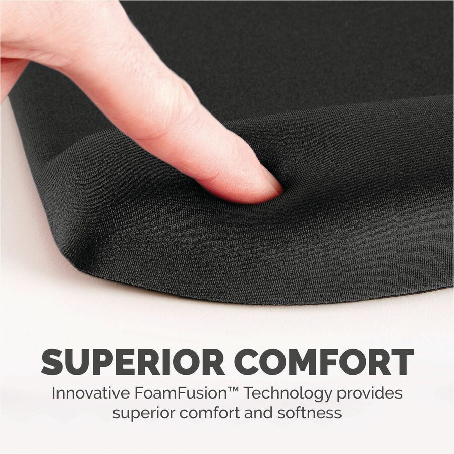 Fellowes PlushTouch Microban Mouse Pad Wrist Rest - 1" Height x 7.25" Width x 9.38" Depth - Black - Polyurethane, Foam -