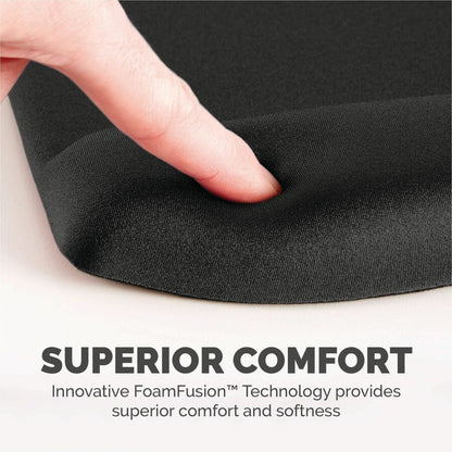 Fellowes PlushTouch Microban Mouse Pad Wrist Rest - 1" Height x 7.25" Width x 9.38" Depth - Black - Polyurethane, Foam -