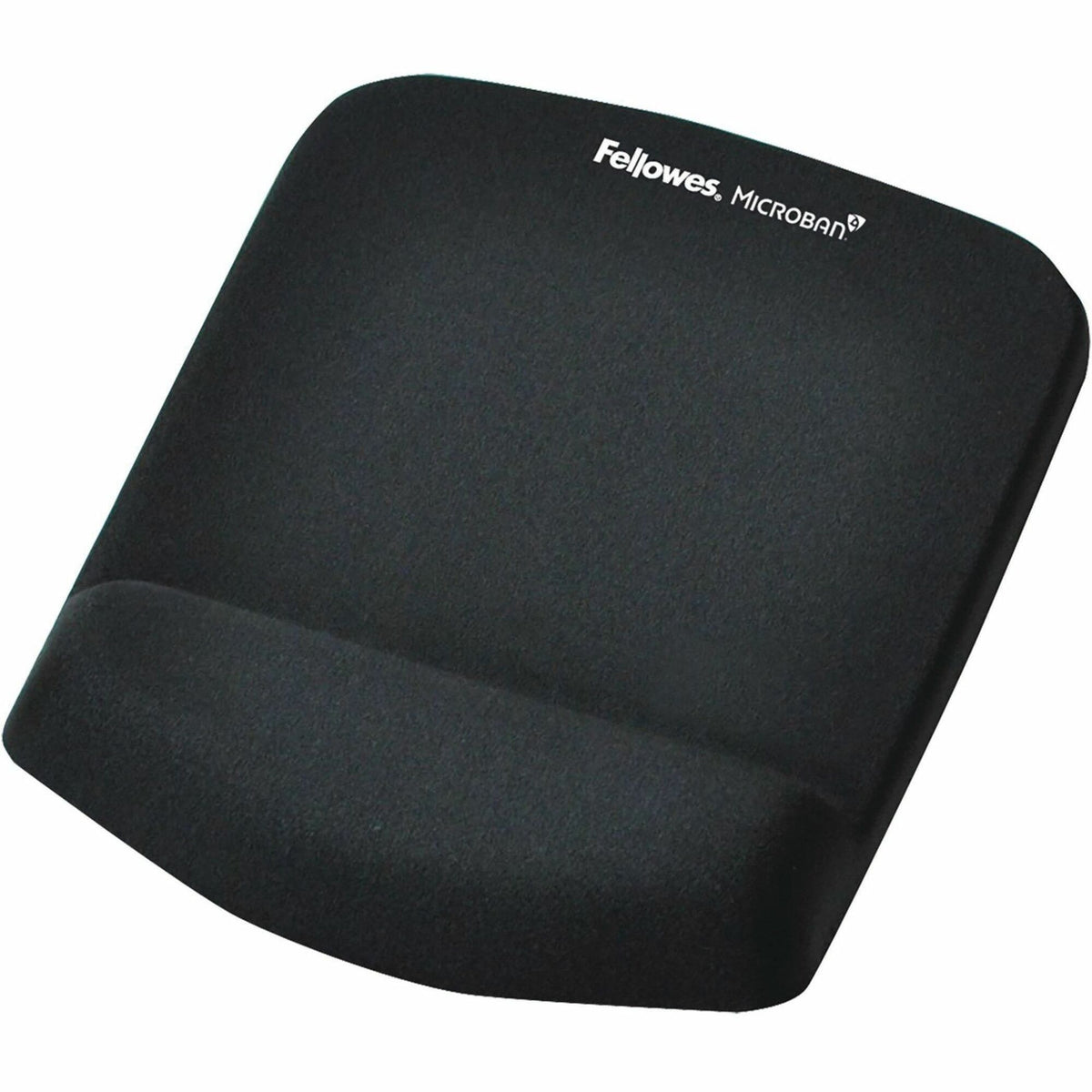 Fellowes PlushTouch Microban Mouse Pad Wrist Rest - 1" Height x 7.25" Width x 9.38" Depth - Black - Polyurethane, Foam -