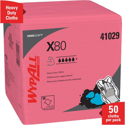 Wypall PowerClean X80 Heavy Duty Cloths Extended Use Cloths - Quarter-fold - For Industry, Rough Surface, Multipurpose -