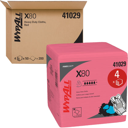 Wypall PowerClean X80 Heavy Duty Cloths Extended Use Cloths - Quarter-fold - For Industry, Rough Surface, Multipurpose -