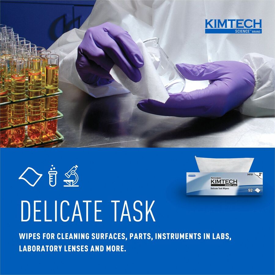 KIMTECH Science Kimwipes Delicate Task Wipers - 2 Ply - 14.40" Width x 16.40" Length - White - 92/Pack - 1 Carton