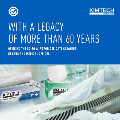 KIMTECH Science Kimwipes Delicate Task Wipers - 2 Ply - 14.40" Width x 16.40" Length - White - 92/Pack - 1 Carton