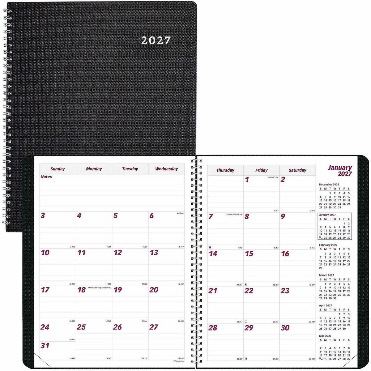 Brownline Monthly Planner - Julian Dates - Monthly - 14 Month - December 2026 to January 2028 - 1 Month Double Page Layo
