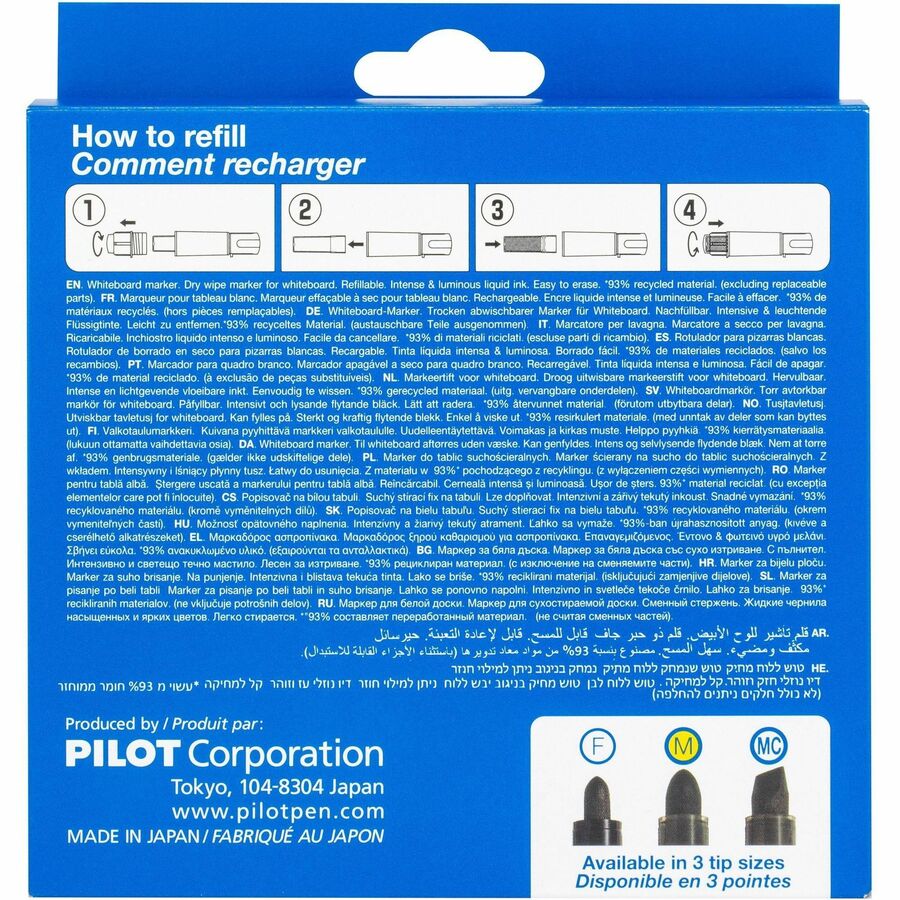 Pilot BeGreen VBoard Master Medium Bullet Marker - Refillable - 5 / Pack