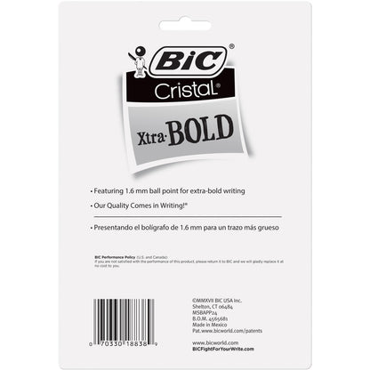 BIC Cristal Ballpoint Pen - 1.6 mm Bold Pen Point - Assorted Ink - Translucent Barrel - 24 / Pack