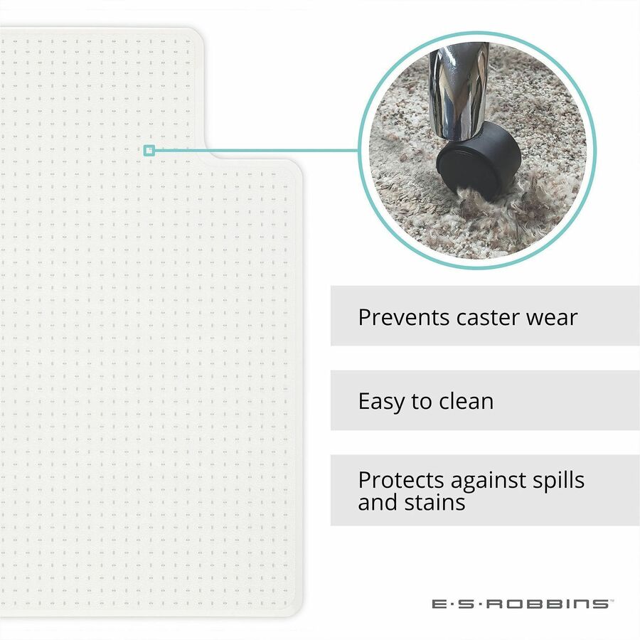 ES ROBBINS Low-Pile Carpet Chair Mat - Pile Carpet, Low Pile - 48" Length x 36" Width x 0.375" Thickness - Lip Size 10" 